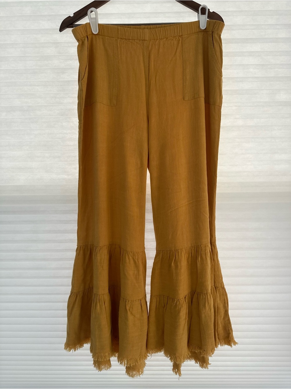 Umgee Boho Ruffle Tiered Wide Leg Pants